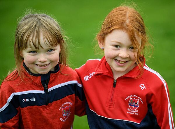 Lua O'Brien and Cara Egan getting behind the Pádraig Pearses intermediate ladies' footballers during the club's recent county final against St. Barry's in Ballyleague. Picture: Gerard O'Loughlin Lua O'Brien and Cara Egan getting behind the Pádraig Pearses intermediate ladies' footballers during the club's recent county final against St. Barry's in Ballyleague. Picture: Gerard O'Loughlin