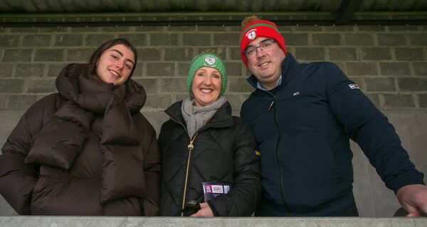 Martina Arroyo, alongside Niamh and George Sheffield, supporting the St. Brigid's senior ladies' football panel during Sunday afternoon's Connacht final against Kilkerrin/Clonberne at O'Rourke Park, Castlerea. Picture: Michelle Hughes Walsh 