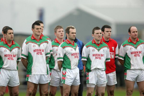 The St. Brigid's players, including Mark O'Carroll (second from left), line up for the National Anthem before the 2007 Connacht club senior football final against Ballina Stephenites in Ballina. Pictures: INPHO/Andrew Paton The St. Brigid's players, including Mark O'Carroll (second from left), line up for the National Anthem before the 2007 Connacht club senior football final against Ballina Stephenites in Ballina. Pictures: INPHO/Andrew Paton