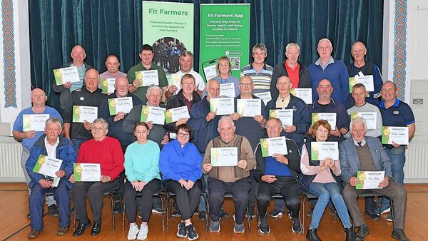 A six-week Fit Farmers course aimed at improving fitness, strength, balance and co-ordination was held in Ballinaheglish Community Centre. On the completion of the course certificates were presented by course co-ordinator Laura Tully. Pic: Gerard O’Loughlin A six-week Fit Farmers course aimed at improving fitness, strength, balance and co-ordination was held in Ballinaheglish Community Centre. On the completion of the course certificates were presented by course co-ordinator Laura Tully. Pic: Gerard O’Loughlin