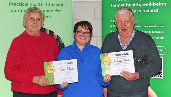 Nora and Padraig Filan, Castleplunkett, being presented with their certificates by course facilitator Laura Tully. Pic: Gerard O’Loughlin Nora and Padraig Filan, Castleplunkett, being presented with their certificates by course facilitator Laura Tully. Pic: Gerard O’Loughlin