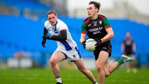 <p>St. Brigid's wing-forward Conor Hand breezes past Pádraig O'Hora during Sunday afternoon's victory against Ballina Stephenites at King and Moffatt Dr. Hyde Park. Picture: INPHO/James Lawlor</p> <p>St. Brigid's wing-forward Conor Hand breezes past Pádraig O'Hora during Sunday afternoon's victory against Ballina Stephenites at King and Moffatt Dr. Hyde Park. Picture: INPHO/James Lawlor</p>