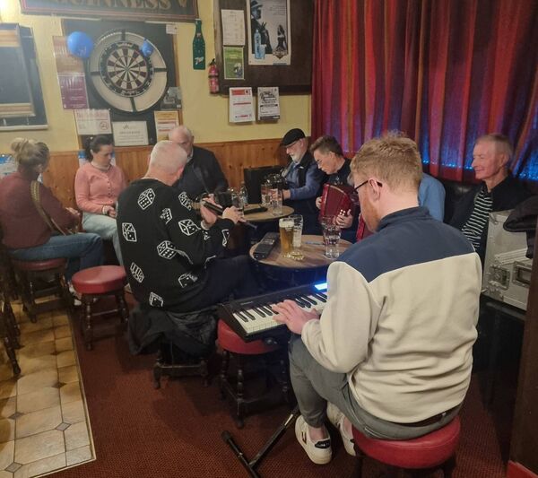 A recent music session at the Tower Bar, Elphin with musicians from Roscommon, Lanesboro, Strokestown, and Elphin. 