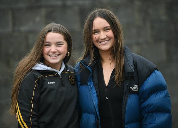 Katie O’Connor and Ciara Conlon supporting the Strokestown intermediate footballers against Allen Gaels on Saturday last. Picture: Gerard O'Loughlin