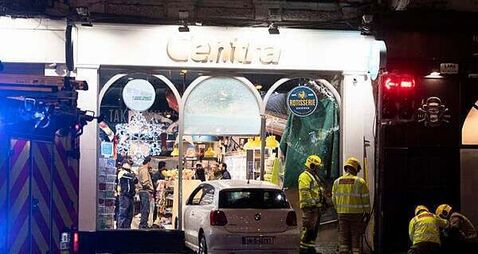 Car smashes into front of busy Dublin city centre convenience store