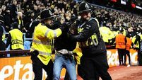 Two away fans arrested after broken seats thrown during Villa Park disorder