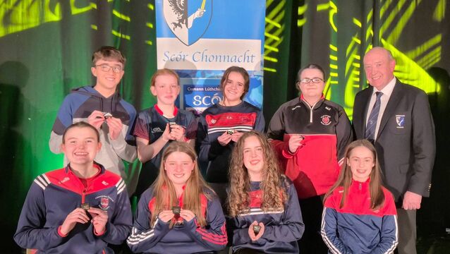 <p>The Pádraig Pearses Novelty Act group with Connacht Scór Committee Chairperson, Tommy Kelly, after winning their Connacht Scór na nÓg title in Loughrea on Saturday last. </p>
