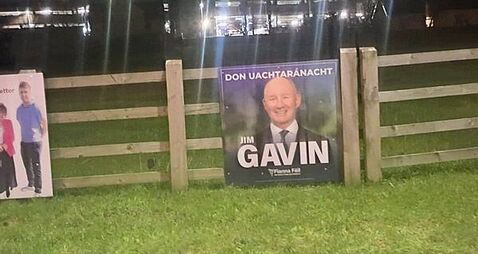 Fianna Fáil facing fine as Jim Gavin poster remains in place seven weeks after presidential election
