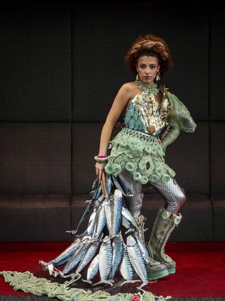 Lucia Revuleta's Junk Kouture striking creation, Miss Mares. Lucia Revuleta's Junk Kouture striking creation, Miss Mares.