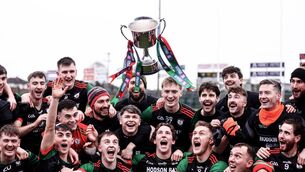 <p>The St. Brigid's players celebrate after getting the better of Maigh Cuilinn in the recent Connacht Club Senior Football Championship final at King and Moffatt Dr. Hyde Park. Picture: INPHO/Dan Clohessy</p>