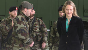 <p>Minister for Defence and Foreign Affairs Helen McEntee, TD launched the National Development Plan at the Irish Defence Forces Curragh Camp. Pic:Eamonn Farrell/© RollingNews.ie</p>