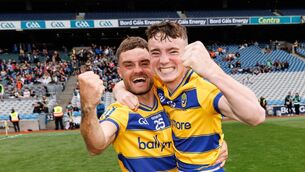 <p>MEMORIES: Daniel Staunton celebrates with Seán Canning following Roscommon's Nickey Rackard Cup success against Mayo in Croke Park. Picture: INPHO/Ben Brady</p>