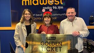 <p>Fiona Coyne, marketing manager of the TF Royal Hotel & Theatre, Freda Gray, from Shrule, MWR’s Golden Ticket Winner, and Padraic Walsh, host of the Late Late Lunchbox, at the Midwest Radio Studios, Ballyhaunis. </p> <p>Fiona Coyne, marketing manager of the TF Royal Hotel & Theatre, Freda Gray, from Shrule, MWR’s Golden Ticket Winner, and Padraic Walsh, host of the Late Late Lunchbox, at the Midwest Radio Studios, Ballyhaunis. </p>