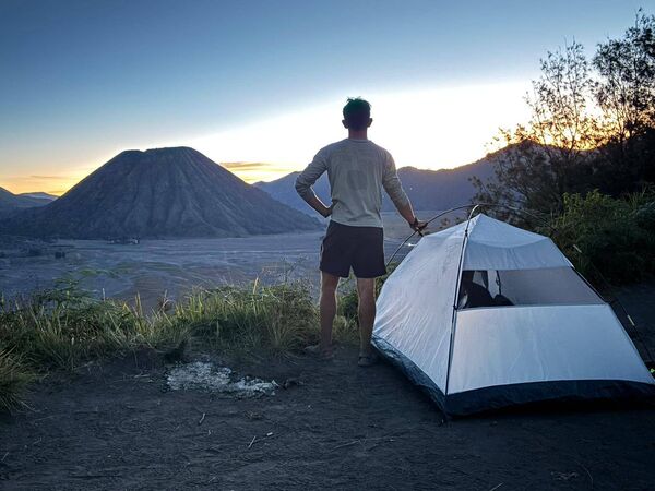 Fergal takes a moment from setting up camp to enjoy the beauty of Australia.