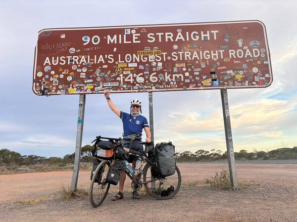 Fergal  all set to take on Australia's longest straight road of over 146 kms.