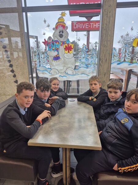 The  Sixth Class students of Lisacul NS on a recent trip to McDonald's.