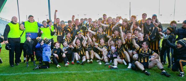 The Strokestown intermediate football panel and management following their Connacht Club Intermediate Football Championship triumph against Kilmeena at Hastings Insurance MacHale Park, Castlebar. Picture: Bernie O'Farrell