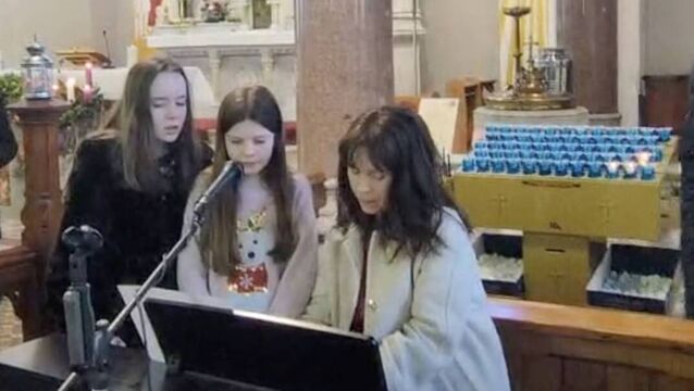 <p>The Reid family singing their version of 'O Holy Night' in Loughglynn.</p>