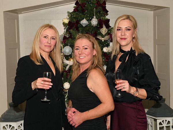 Iryna Nemchemko, Lisa Murray and Aida Dieniene, pictured at a Christmas party night in the Abbey Hotel. Pic: Gerard O’Loughlin