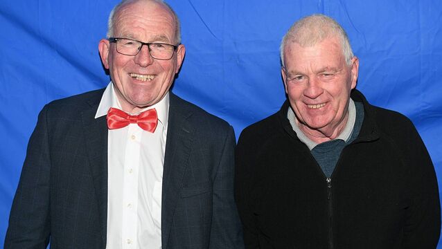 <p>Tommy Grogan and Brian Kelly, pictured at a Michael English’s church concert in St. Bride’s Church, Ballintubber. Pic: Gerard O’Loughlin</p>