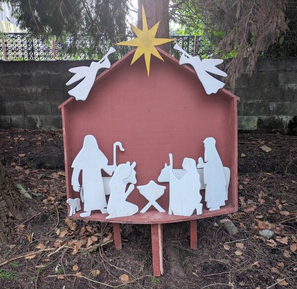 The handmade wooden crib pieces that featured in the Demesne, Castlerea over Christmas. Pic: Liam Reynolds