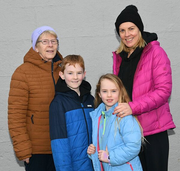 Chris Boyle with Max, Katie and Lucy McCauley at a recent bog walk fundraiser in Brideswell. Pic: Gerard O’Loughlin 