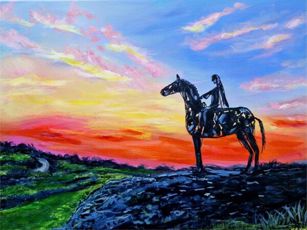 The Gaelic Chieftain, inspired by the well-known sculpture on the N4.