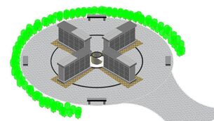 <p>A visual representation of the columbarium wall and reflection area planned for St. Coman's cemetery.</p>