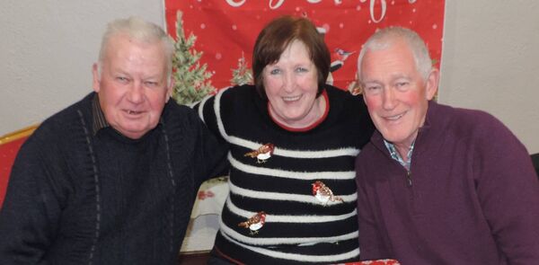 At the Kilmovee community dinner in Kilmovee Community Centre were from left, John and Mary Jordan with Mary's brother James Cassidy. Pic: James Hunt Photography 