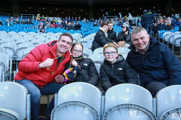 Willie and Neabh Whelan and Edmond and Eamon Crean in Croke Park for the All-Ireland Senior Club Final. Pic: Bernie O'Farrell