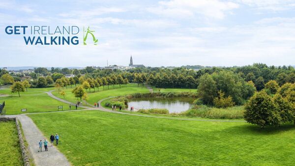 Photo taken from the top of Roscommon Castle, overlooking the beautiful walking trails of Loughnaneane Park, a stunning spot for a stroll, a chat, and some fresh air. Get Roscommon walking! 