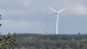 <p>An AI generated image generated by a member of Ballyfeeney Action Group calibrated off the height off the mast and used to demonstrated the relative scale of the proposed turbines.</p>