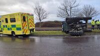 Tractor overturns on busy roundabout in County Roscommon