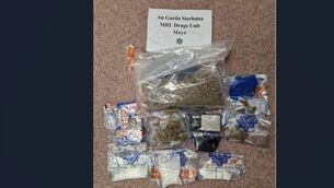 <p>The suspected cannabis and cocaine seized by gardaí.</p>