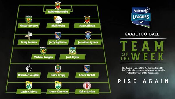 Daire Cregg was named on the GAA.ie Team of the Week following his side's narrow defeat to Kerry. Overall, there are 12 counties represented on the team. Graphic: GAA.ie