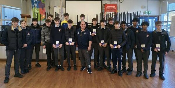 Former Leitrim goalkeeper, Martin McHugh, with TY students from Roscommon CBS. Picture: Roscommon CBS/Facebook Former Leitrim goalkeeper, Martin McHugh, with TY students from Roscommon CBS. Picture: Roscommon CBS/Facebook