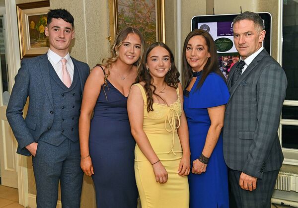 Dara Curran, Cara Crehan, Grace Curran, Kate Curran and Noel Curran at Friday evening's presentation of Connacht medals to the 2025 Roscommon minor football panel in the Abbey Hotel. Picture: Gerard O'Loughlin