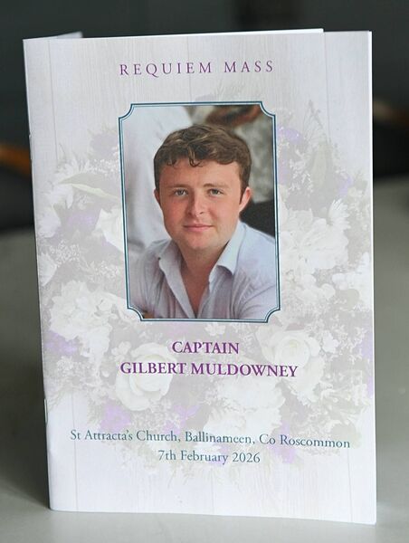 Captain Gilbert Muldowney was laid to rest following Requiem Mass in St. Attracta's Church, Ballinameen. Pic: Gerard O'Loughlin