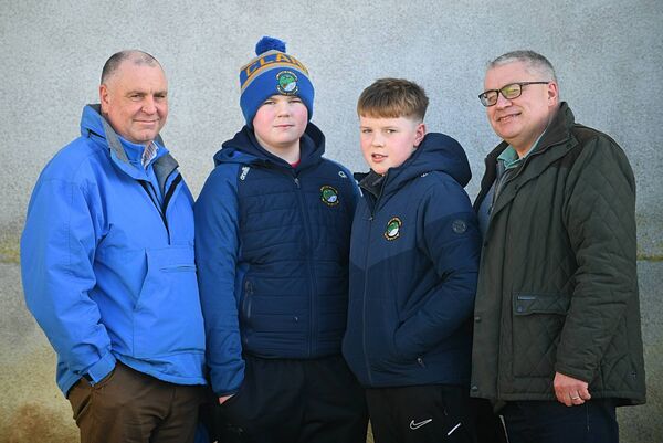 UP THE ROSSIES: Kieran Nally with Conor, Seán and Dermot Fogarty, Clonown, supporting the Roscommon senior footballers during their Division One League game against Monaghan at King and Moffatt Dr. Hyde Park on Sunday last. Pictures: Gerard O'Loughlin