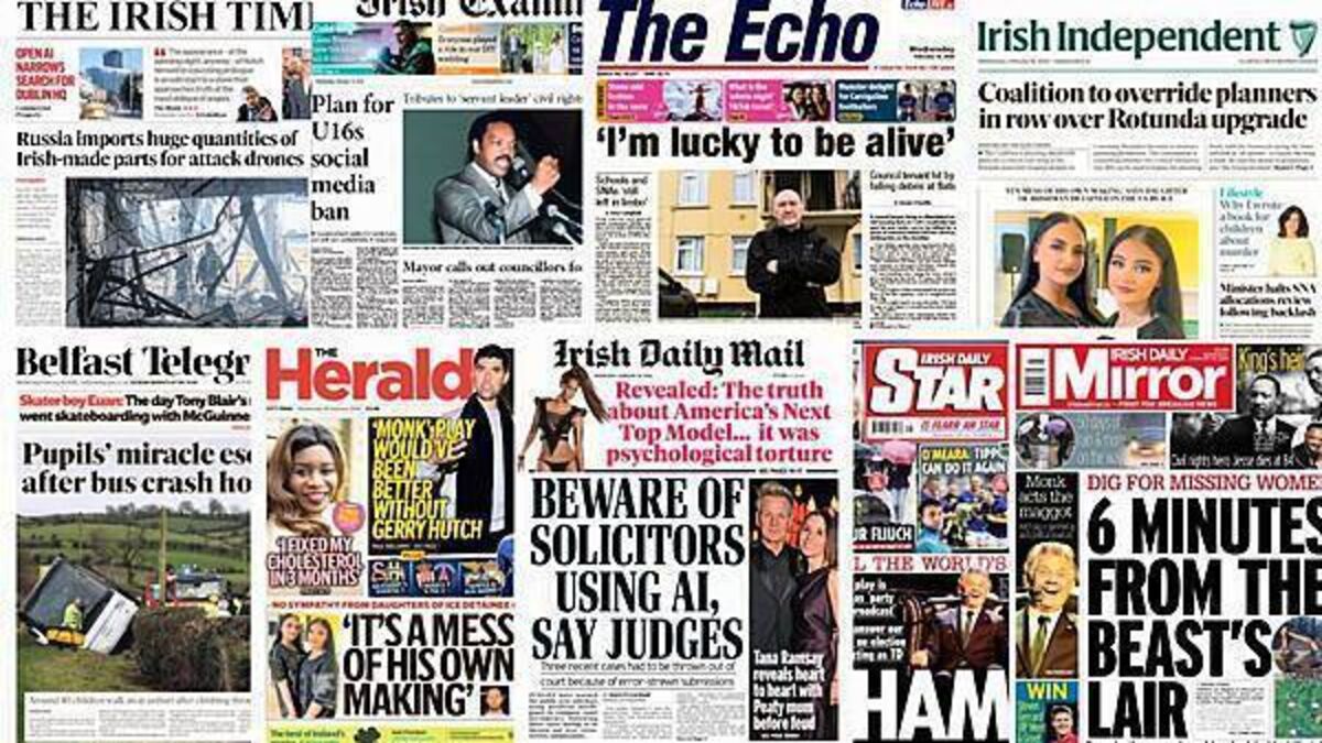 What the papers say: Wednesday's front pages