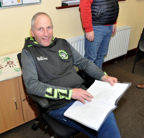 Tommy Finneran catching up on his lines as the Trien Players get ready for a production of ‘For Love &amp; Money’, a three act comedy by Jimmy Keary, which will be staged at the Trinity Arts Centre, Castlerea on on Thursday, February 26th; Friday, February 27th and Sunday, March 1st. Pic: Liam Reynolds 