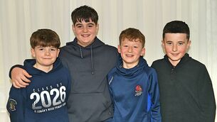 <p>The St. Comán’s Wood NS team of Páidí Duignan, Eli Crean, Seán Killeen and Harry Martin who took part in the recent Cumann na mBunscol RosComáin sports quiz in the Abbey Hotel, Roscommon. Pic: Gerard O'Loughlin</p> <p>The St. Comán’s Wood NS team of Páidí Duignan, Eli Crean, Seán Killeen and Harry Martin who took part in the recent Cumann na mBunscol RosComáin sports quiz in the Abbey Hotel, Roscommon. Pic: Gerard O'Loughlin</p>