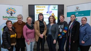 <p>Martina Durkin, project coordinator and Caroline Duignan, facilitor, with a group of attendees at a recent 'Have Your Say' event in Ballaghaderreen. Pic: Breda Durr</p>