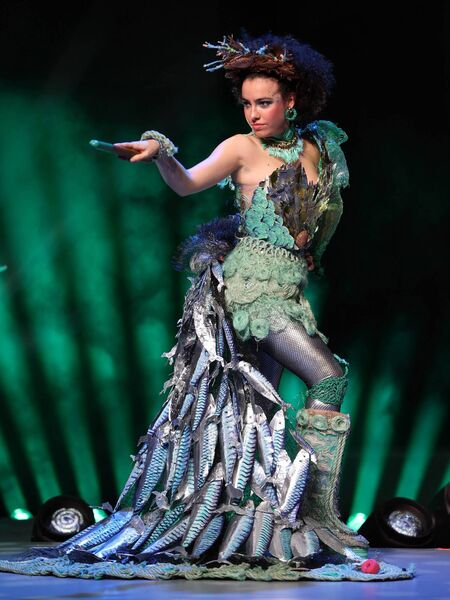 Lucia Reveulta wearing her creation Miss Mares. Pic: Brian McEvoy