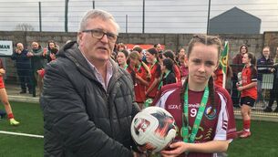 <p>Glenamaddy Community School striker Ruby McGuire after her hat-trick in Wednesday's Junior B Girls’ National Cup final.</p>