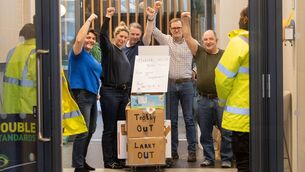 <p>The remaining sit-in protestors in Bord Bia Dublin HQ, dubbed 'The Bord Bia 5'. The Bord Bia 5 comprise of IFA Treasurer, Patrick McCormick, Farm Family Chair, Teresa Roche, Wicklow Rural Development Committee member Tom Byrne, Donegal-based Farm Family &amp; Social Affairs Committee member Christine Friel and Cavan Forestry Committee member Richard Moeran. </p>