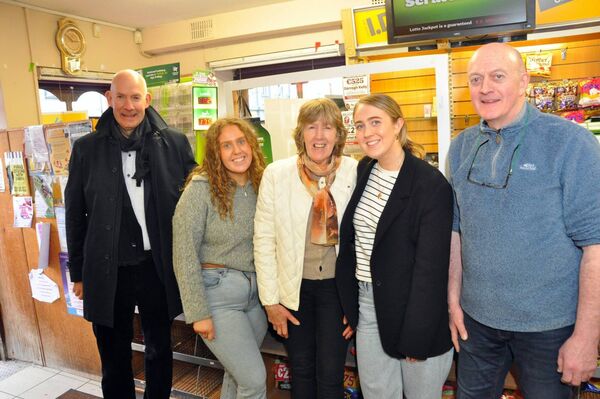 Maura, Orlaith, Martin, Caoimhe and Pat Towey at Towey’s shop, Main Street, Ballaghaderreen last weekend as Imelda Towey retied from business. Pic: Liam Reynolds