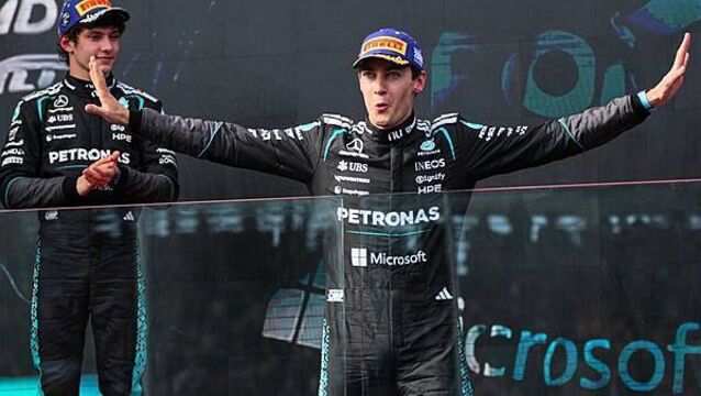 George Russell enjoys ‘hell of a fight’ to win season-opening race in Australia