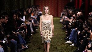 Gillian Anderson struts down Paris Fashion Week runway on final day