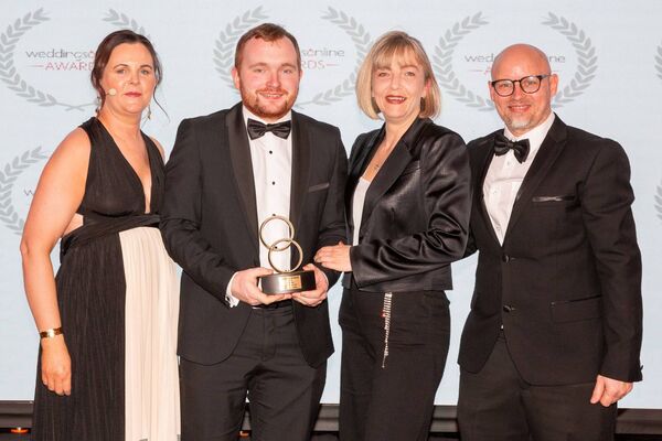 Receiving their award for Waterside Venue of the Year was Ronan McGarry and Anita Gaffney of Kilronan Castle, also pictured was Keith Kingston (weddingsonline.ie) and Yvonne Dillon Murphy (YDM.ie), taken last night at Mount Wolseley Hotel, Carlow, Monday 9th March 2026